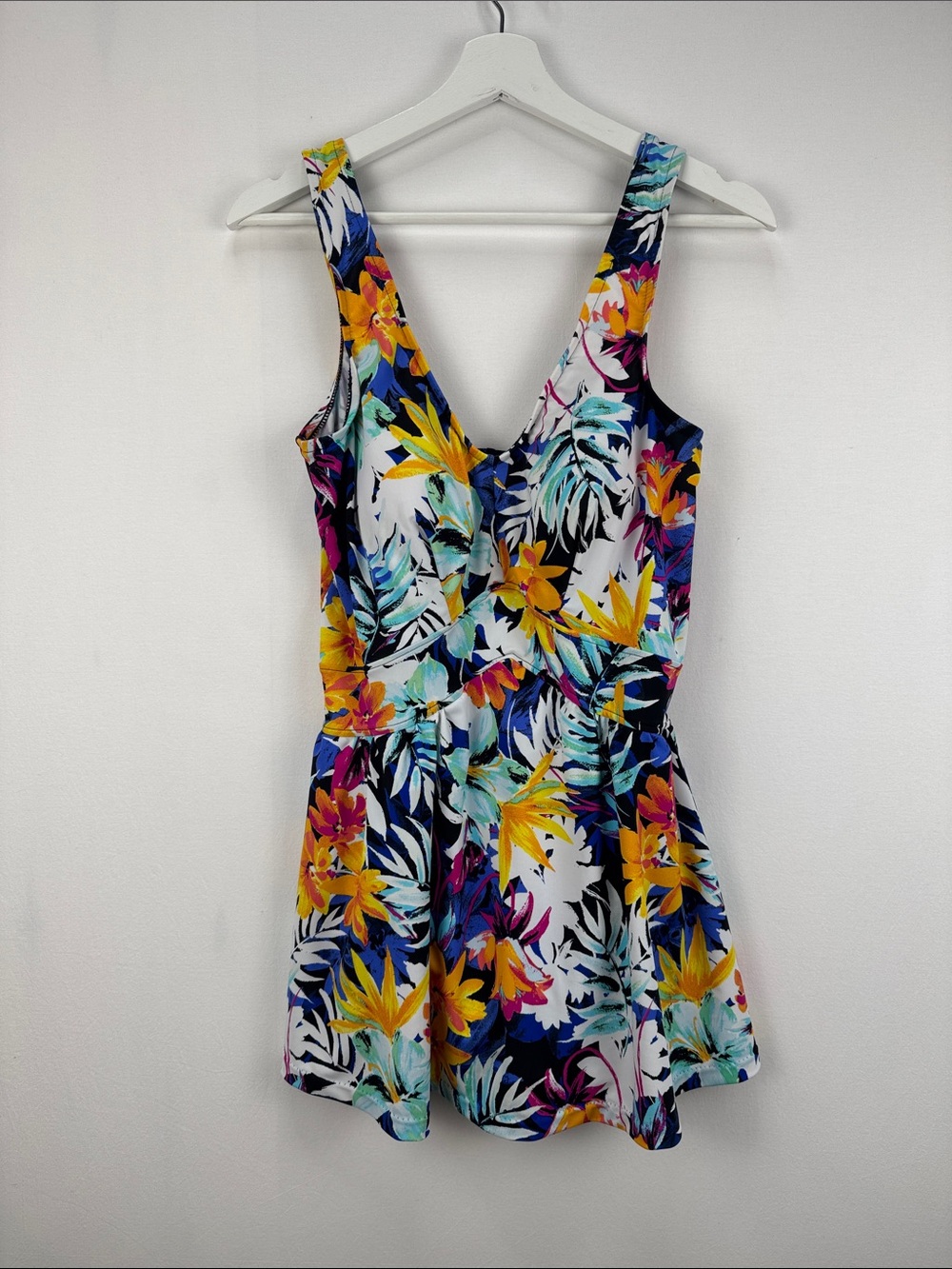 Le Cove Tropical Floral Swim Dress One Piece Swimsuit Size 12
